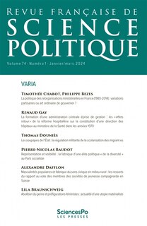 Front cover_Revue française de science politique, n°74-1. Varia