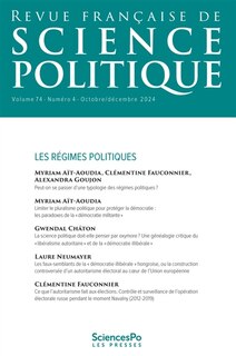 Front cover_Revue française de science politique, n°74-4. Les régimes politiques
