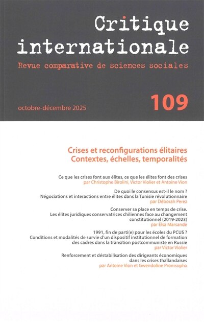 Front cover_Critique internationale, n&deg;109