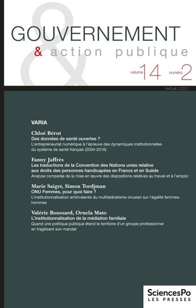 Couverture_Gouvernement & action publique, n&deg;14-2. Varia