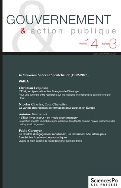 Couverture_Gouvernement & action publique, n&deg;14-3. Varia