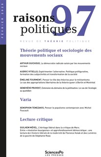 Front cover_Raisons politiques, n°97. Théorie politique et sociologie des mouvements sociaux