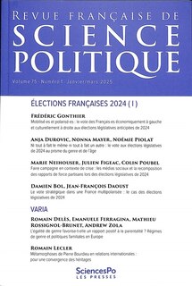 Front cover_Revue française de science politique, n°75-1. Elections françaises 2024 (I)