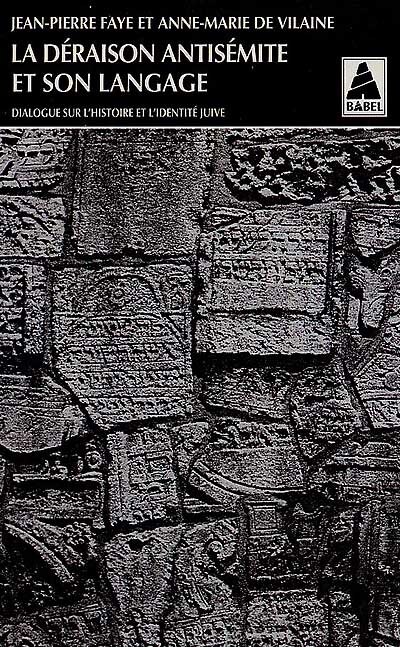 Front cover_La déraison antisémite et son langage