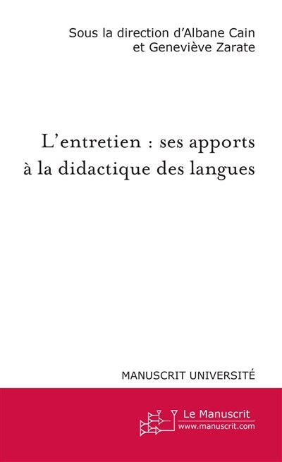 Front cover_L'entretien : ses apports à la didactique des langues