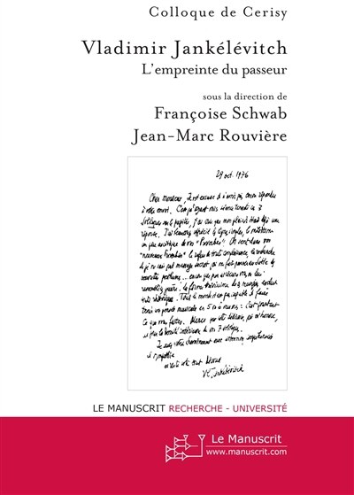 Couverture_Vladimir Jankélévitch : l'empreinte du passeur