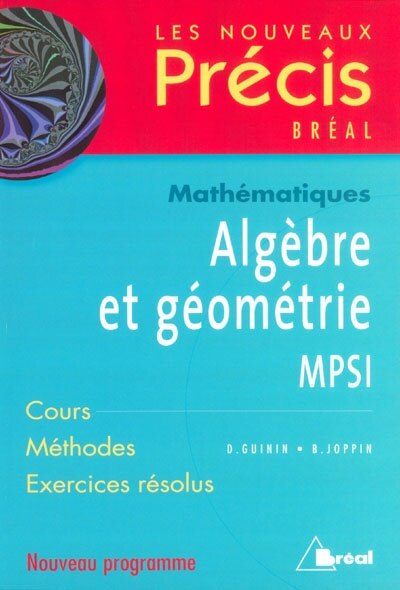Front cover_Algèbre et géométrie, mathématiques, MPSI