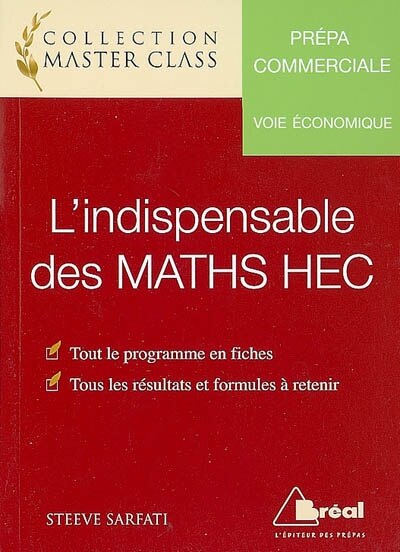 Front cover_L' indispensable des maths HEC