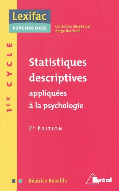 Front cover_Statistiques descriptives appliquées à la psychologie : 1er cycle