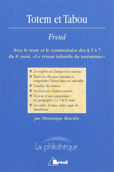 Couverture_Totem et tabou, Sigmund Freud : avec le texte et le commentaire des paragraphes 5 à 7 du 4e essai, Le retour infantile du totémisme