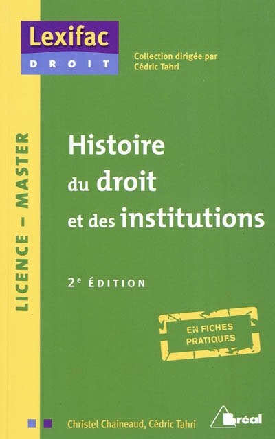 Couverture_Histoire du droit et des institutions