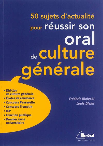 Front cover_50 sujets d'actualité pour réussir son oral de culture générale