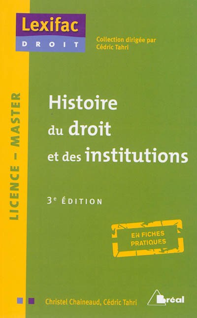Front cover_Histoire du droit et des institutions