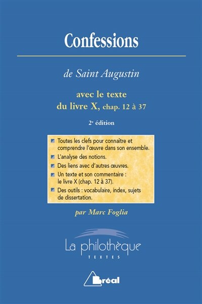 Front cover_Confessions, saint Augustin : avec le texte intégral du livre X