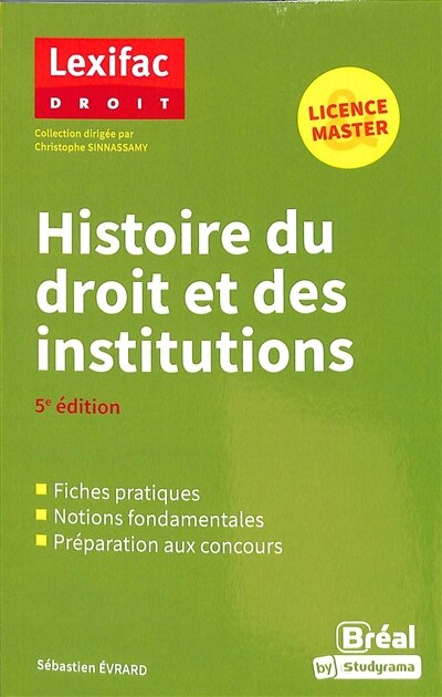 Front cover_Histoire du droit et des institutions