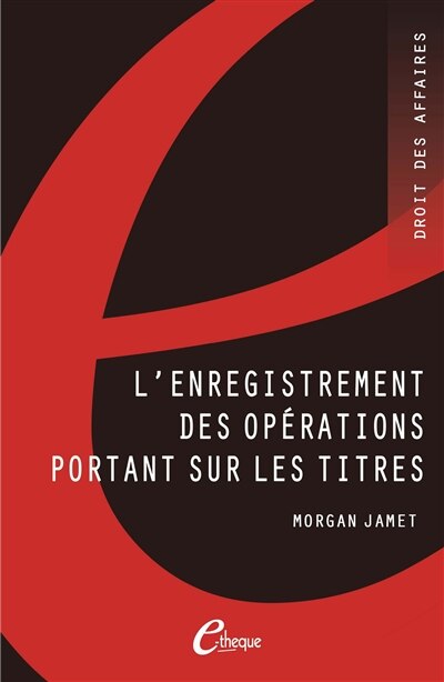 Couverture_L' enregistrement des opérations portant sur les titres