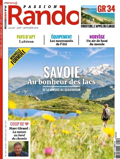 Couverture_Passion rando : le magazine des randonnées de la FFRP, n°48. Savoie, au bonheur des lacs : de la Vanoise au Beaufortain