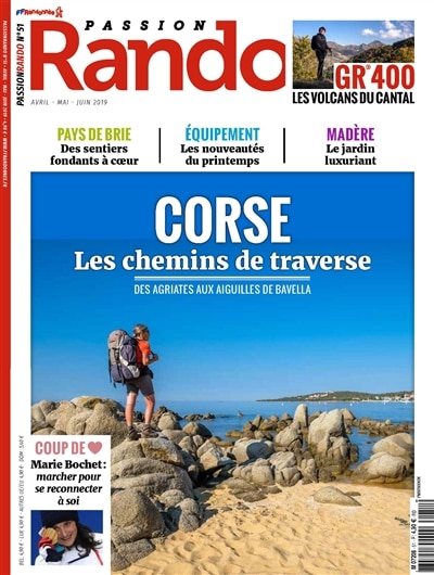 Couverture_Passion rando : le magazine des randonnées de la FFRP, n°51. Corse : les chemins de traverse : des Agriates aux aiguilles de Bavella