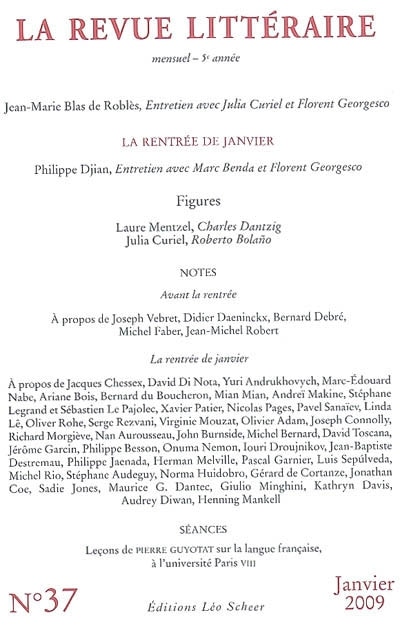 Front cover_Revue littéraire (La), n°37. La rentrée de janvier