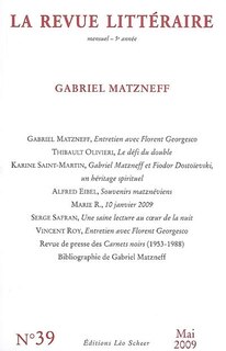 Couverture_Revue littéraire (La), n°39. Gabriel Matzneff