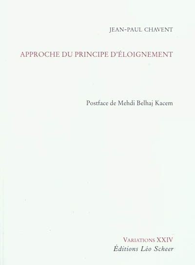 Front cover_Approche du principe d'éloignement