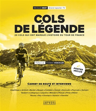 Couverture_Cols de légende : 20 cols français qui ont marqué l'histoire du cyclisme : carnet de route et interviews