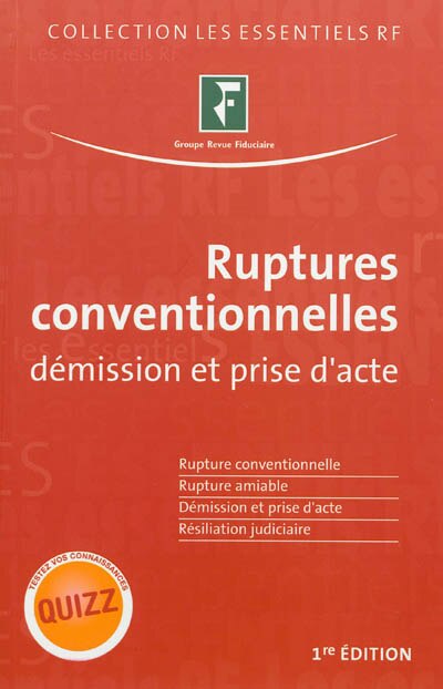 Front cover_Ruptures conventionnelles : démission et prise d'acte