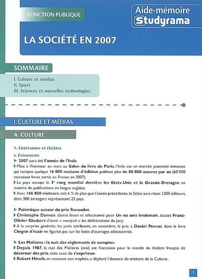 Front cover_La soci&eacute;t&eacute; en 2007