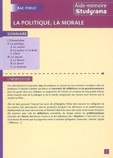 Front cover_La politique, la morale