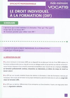 Front cover_Le droit individuel à la formation (DIF)