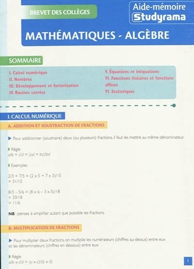 Front cover_Mathématiques, algèbre