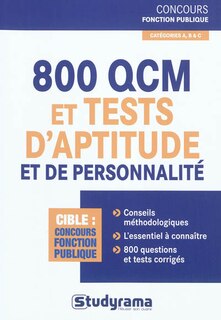 Front cover_800 QCM et tests d'aptitude et de personnalité