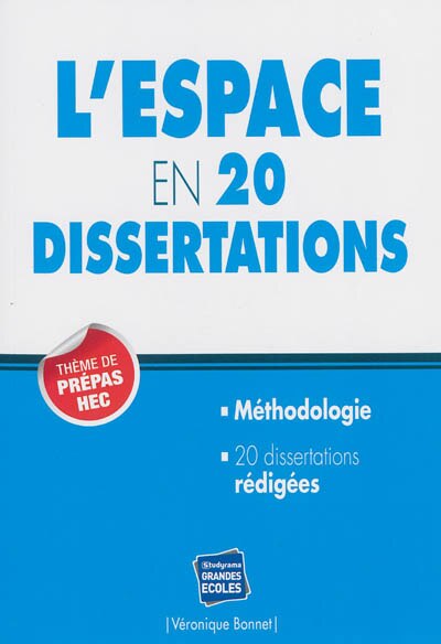 Front cover_L'espace en 20 dissertations : thème de prépas HEC