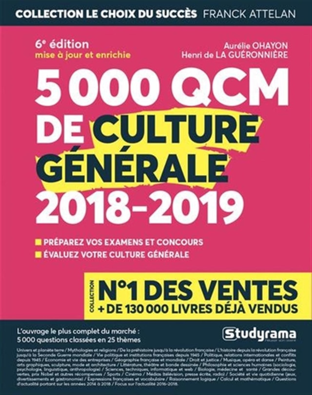 Front cover_5.000 QCM de culture générale 2018-2019 : préparez vos examens et concours : évaluez votre culture générale