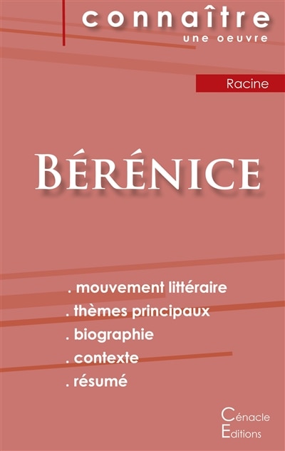 Front cover_Fiche de lecture Bérénice de Racine (Analyse littéraire de référence et résumé complet)