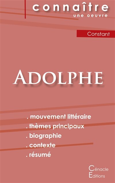 Couverture_Fiche de lecture Adolphe de Benjamin Constant (Analyse littéraire de référence et résumé complet)