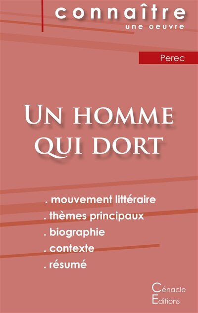 Front cover_Fiche de lecture Un homme qui dort de Georges Perec (analyse littéraire de référence et résumé complet)