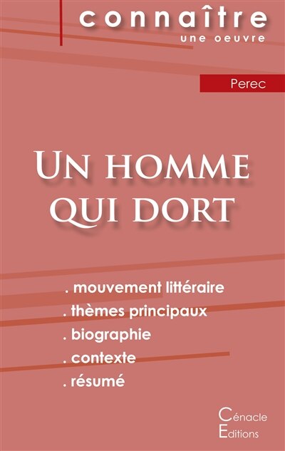 Fiche de lecture Un homme qui dort de Georges Perec (analyse littéraire de référence et résumé complet)