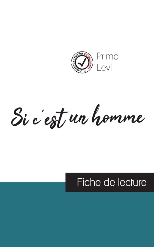 Couverture_Si c'est un homme de Primo Levi (fiche de lecture et analyse complète de l'oeuvre)