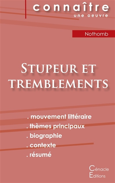 Couverture_Fiche de lecture Stupeur et tremblements de Amélie Nothomb (analyse littéraire de référence et résumé complet)