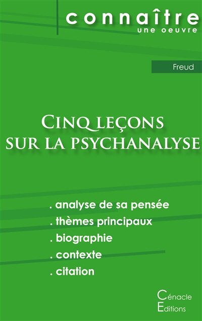 Couverture_Fiche de lecture Cinq leçons sur la psychanalyse de Freud (analyse littéraire de référence et résumé complet)