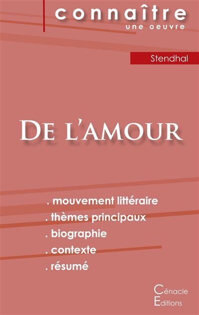 Couverture_Fiche de lecture De l'amour de Stendhal (analyse littéraire de référence et résumé complet)