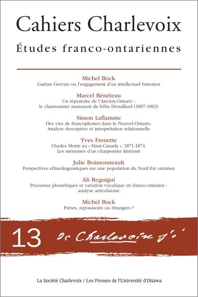 Front cover_Cahiers Charlevoix, no. 13, Études franco-ontariennes