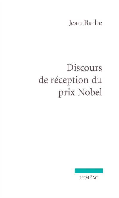 Front cover_Discours de réception du prix Nobel