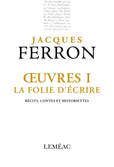 Front cover_Oeuvres I. La folie d'écrire