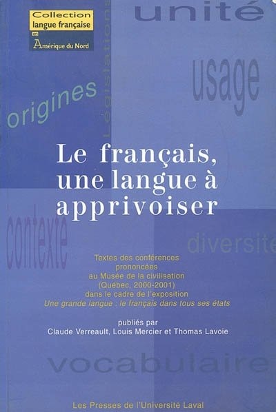 Front cover_Le francais, une langue à apprivoiser