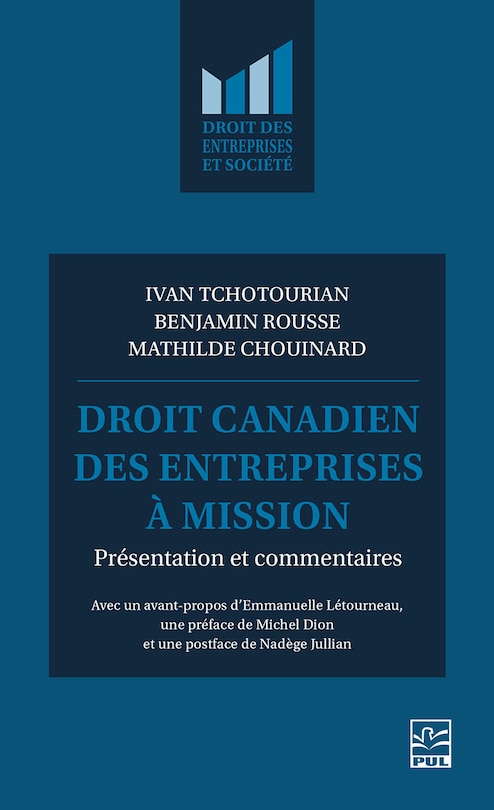 Couverture_Droit canadien des entreprises à mission  : présentation et commentaires