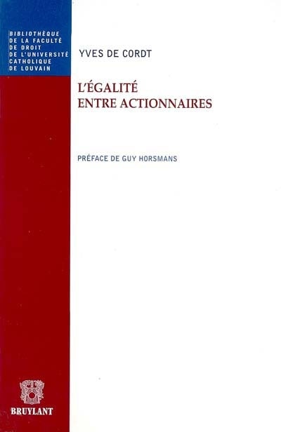 Couverture_L' &eacute;galit&eacute; entre actionnaires
