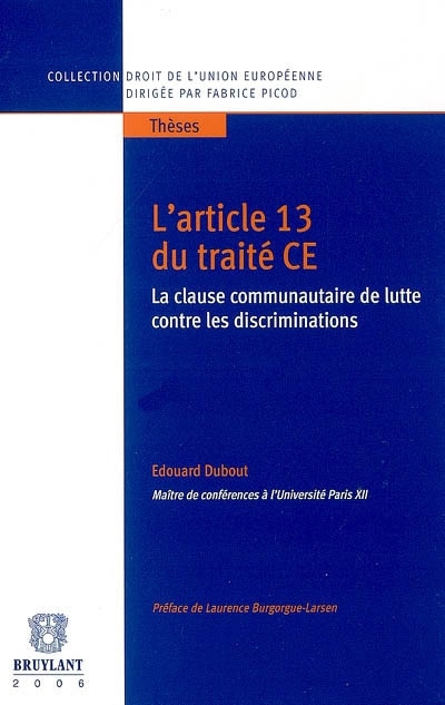 Front cover_L' article 13 du Traité CE