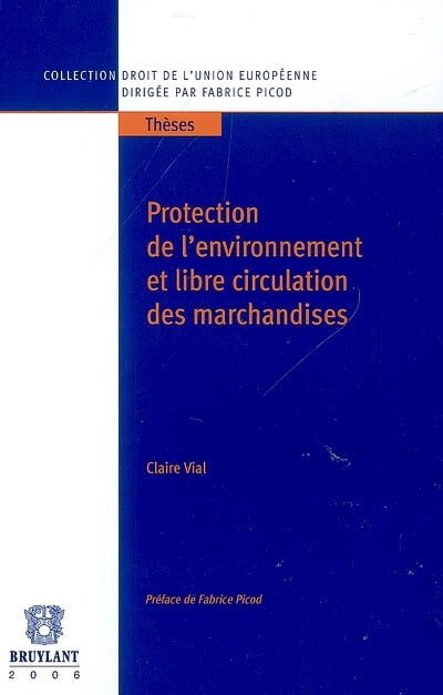 Couverture_Protection de l'environnement et libre circulation des marchandises